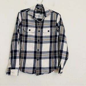 Express Flannel Button Down Shirt Jacket Men Size XS Color white/blue